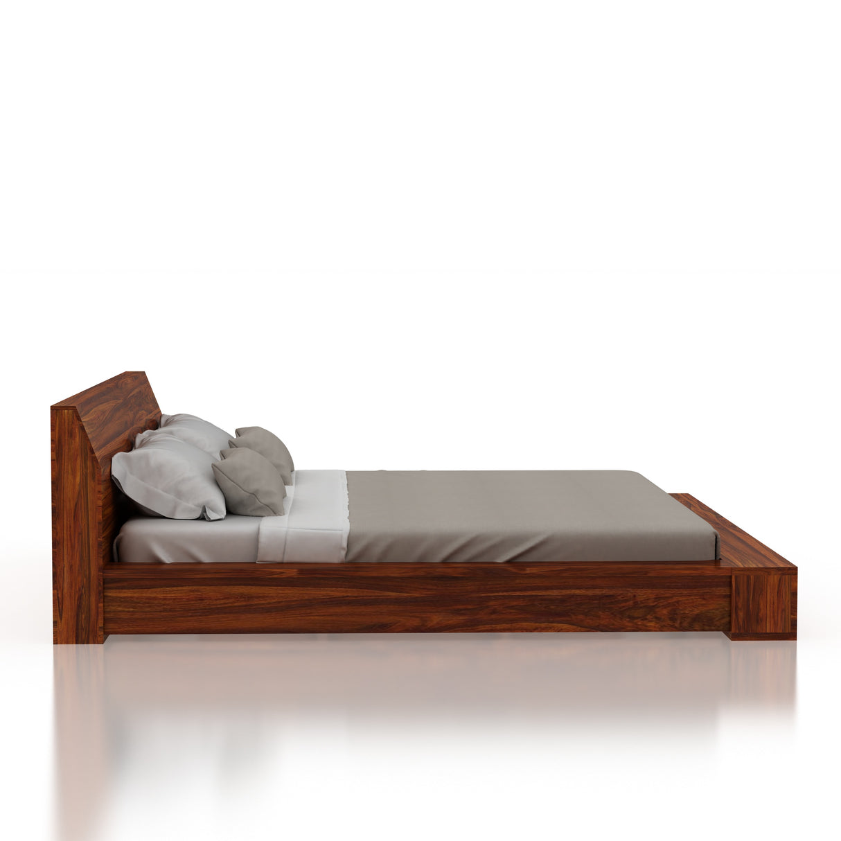 Burly Solid Sheesham Wood Low Height Platform Bed - 3 Years Warranty
