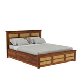 Syrus Solid Sheesham Wood Cane Bed With Hydraulic Storage Bed - 3 Years Warranty