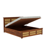 Syrus Solid Sheesham Wood Cane Bed With Hydraulic Storage Bed - 3 Years Warranty