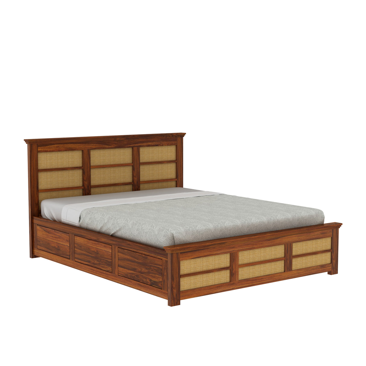 Syrus Solid Sheesham Wood Cane Bed With Hydraulic Storage Bed - 3 Years Warranty