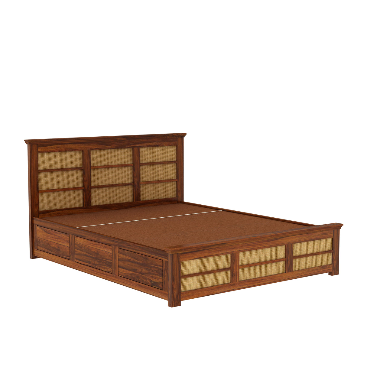 Syrus Solid Sheesham Wood Cane Bed With Hydraulic Storage Bed - 3 Years Warranty