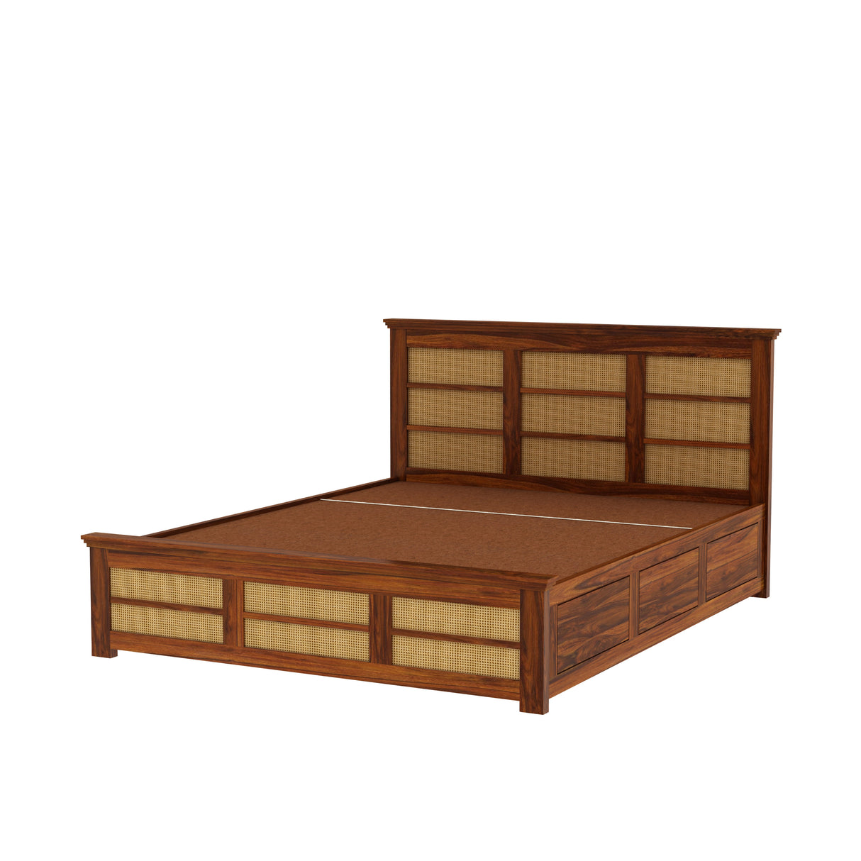 Syrus Solid Sheesham Wood Cane Bed With Hydraulic Storage Bed - 3 Years Warranty