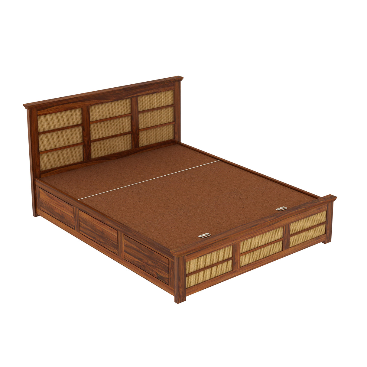 Syrus Solid Sheesham Wood Cane Bed With Hydraulic Storage Bed - 3 Years Warranty