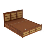 Syrus Solid Sheesham Wood Cane Bed With Hydraulic Storage Bed - 3 Years Warranty