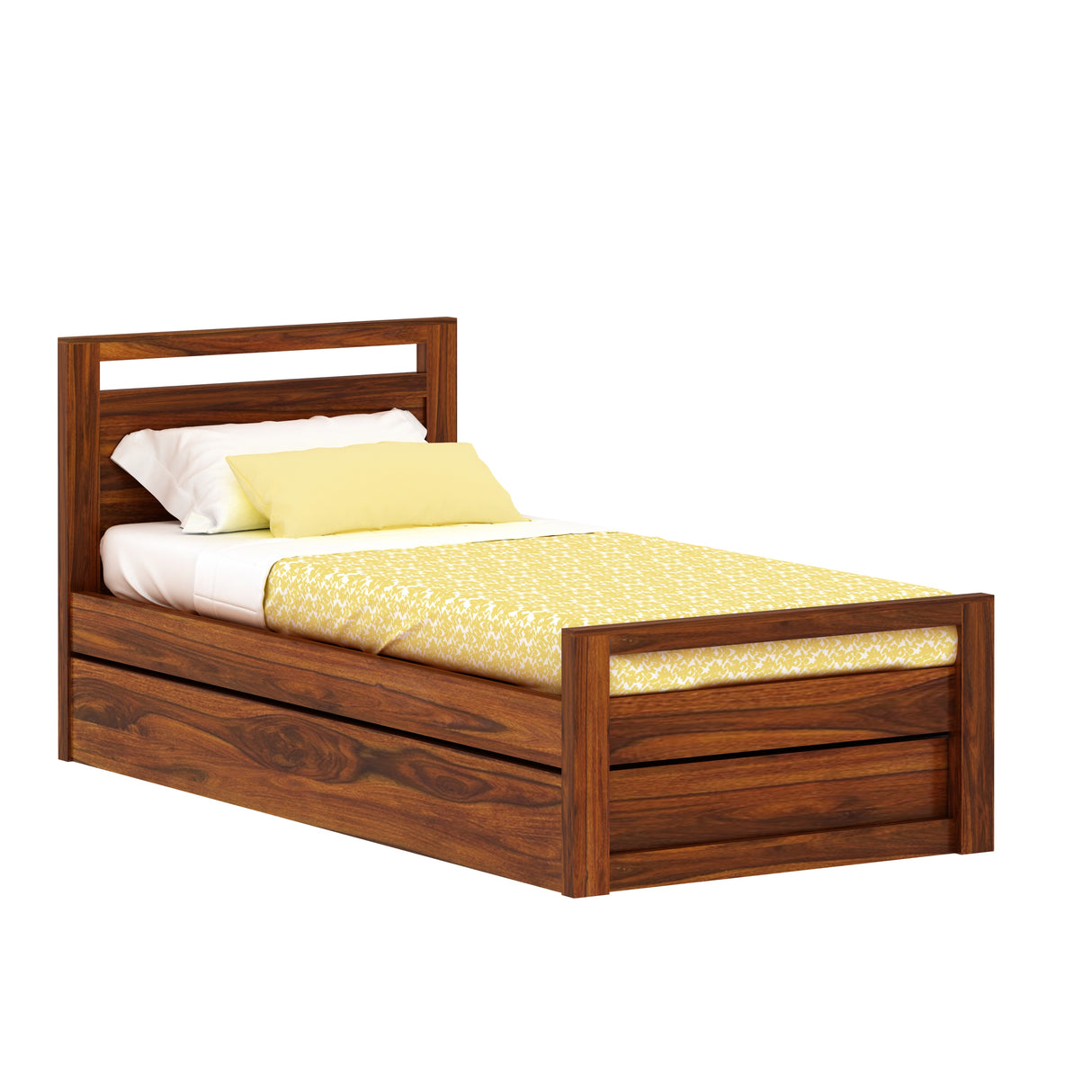 RIO Solid Sheesham Wood Trundle Bed With Storage - 3 Years Warranty