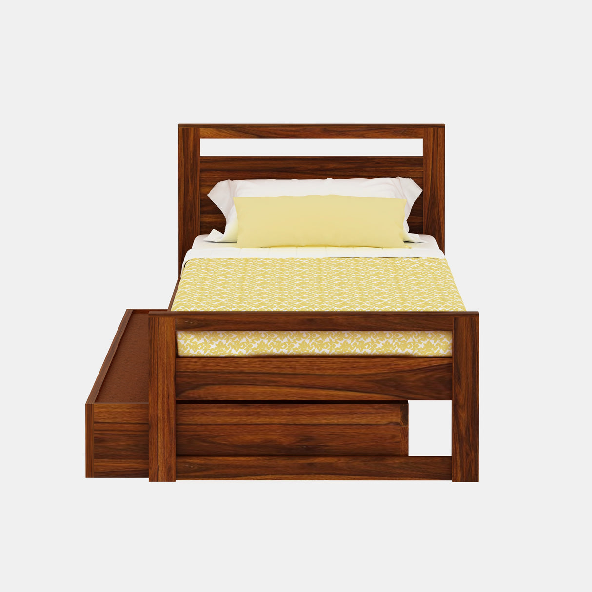 RIO Solid Sheesham Wood Trundle Bed With Storage - 3 Years Warranty