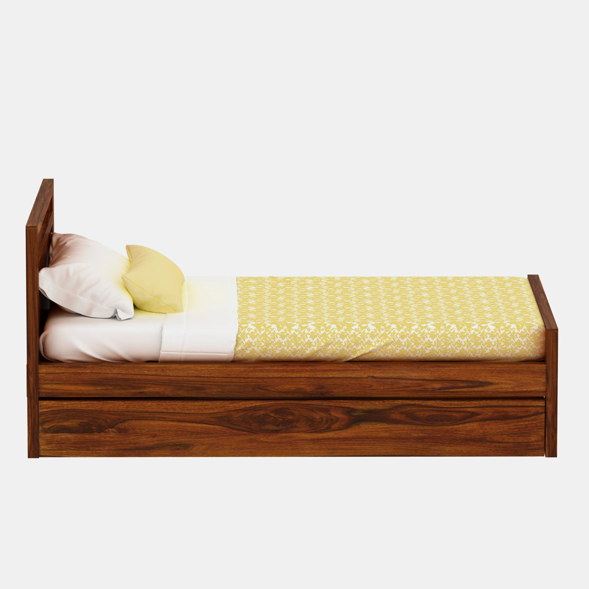 RIO Solid Sheesham Wood Trundle Bed With Storage - 3 Years Warranty