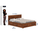 Swiss Solid Sheesham Wood Box Storage Bed - 1 Year Warranty