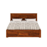 Swiss Solid Sheesham Wood Box Storage Bed - 1 Year Warranty