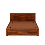 Swiss Solid Sheesham Wood Box Storage Bed - 1 Year Warranty