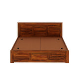 Swiss Solid Sheesham Wood Box Storage Bed - 3 years Warranty