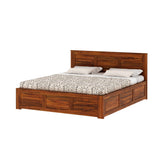 Swiss Solid Sheesham Wood Box Storage Bed - 1 Year Warranty