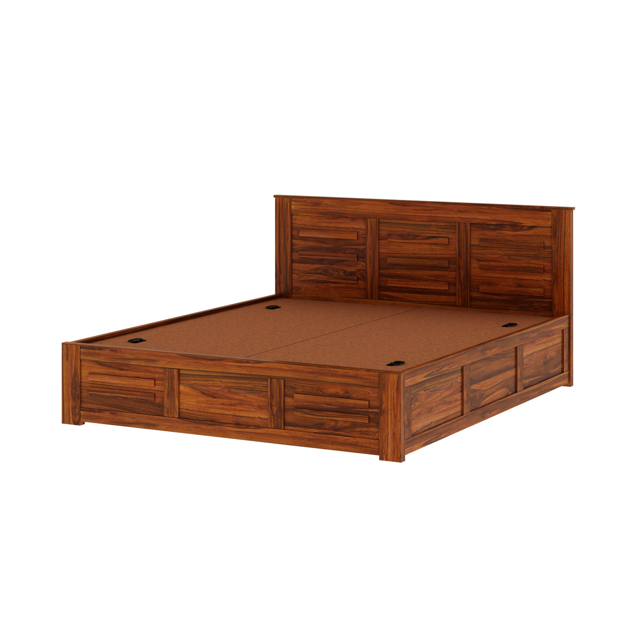 Swiss Solid Sheesham Wood Box Storage Bed - 1 Year Warranty