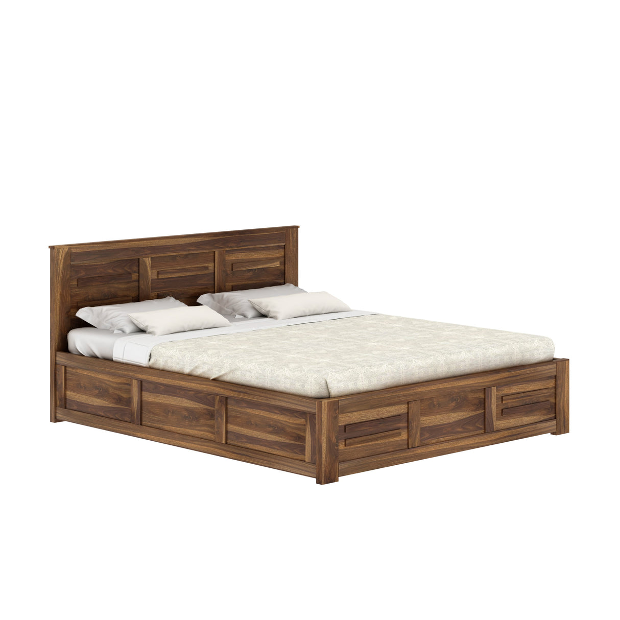 Swiss Solid Sheesham Wood Hydraulic Storage Bed - 3 years Warranty