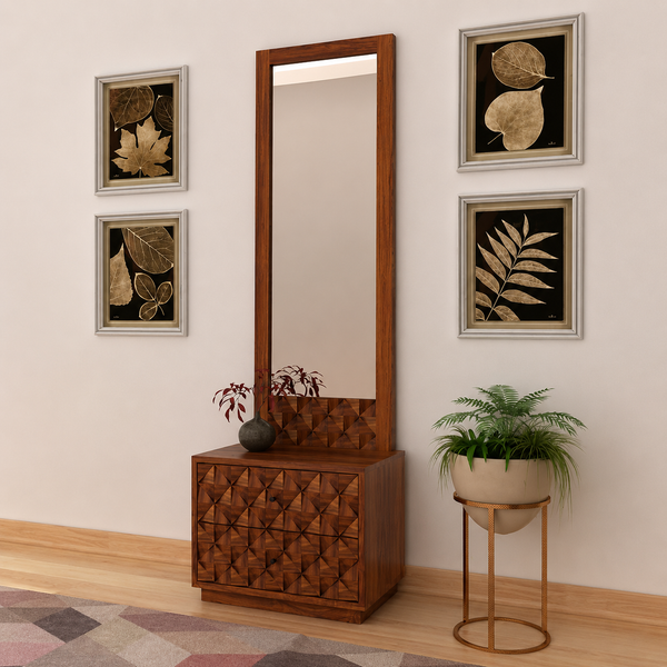 Raj Solid Sheesham Wood Dressing Table Mirror -  3 Years Warranty