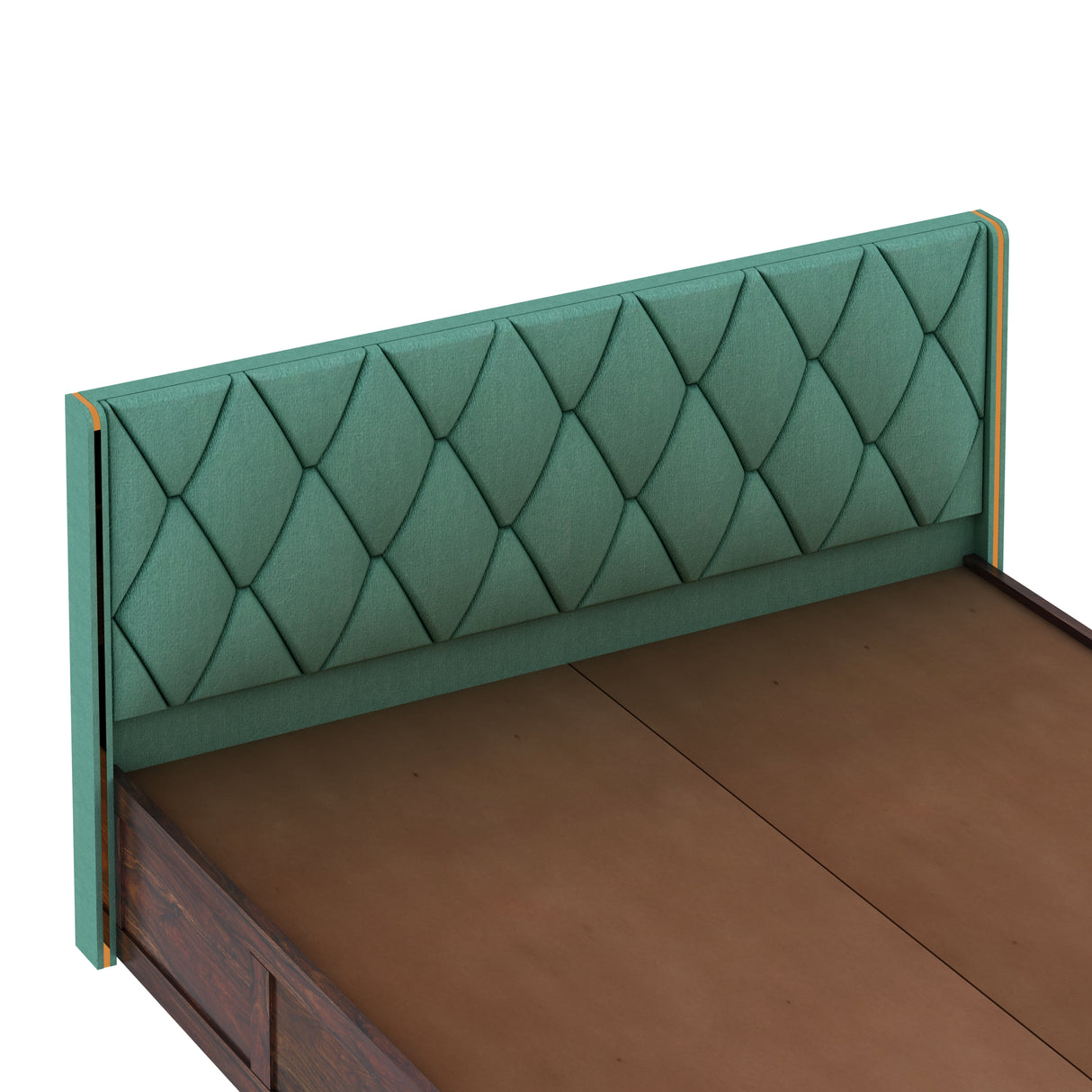 Swiss Solid Sheesham Wood Bed With Box Storage & Eifle Style Upholstered Headboard-3 years Warranty(LUXE EDITION)
