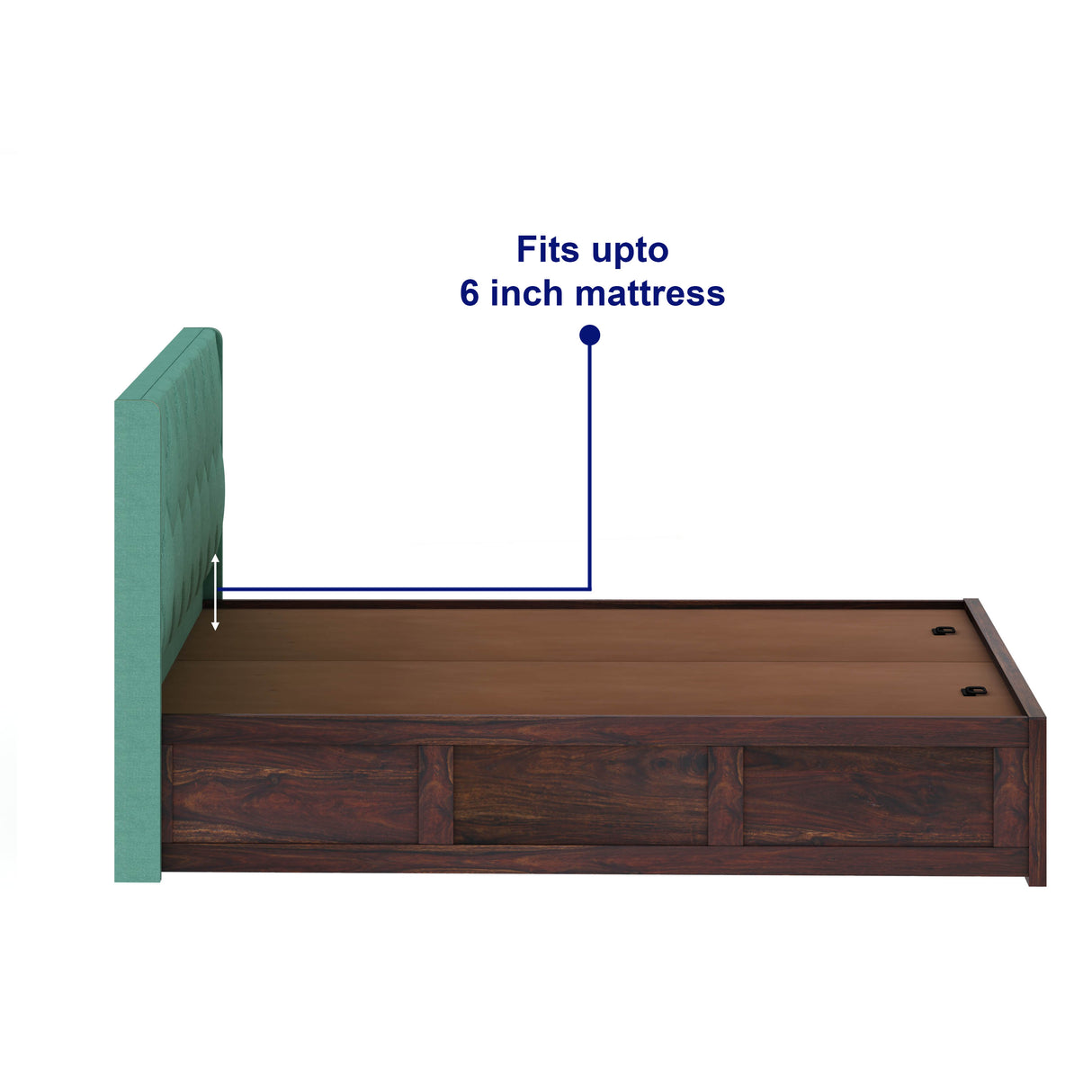 Swiss Solid Sheesham Wood Bed With Box Storage & Eifle Style Upholstered Headboard-3 years Warranty(LUXE EDITION)