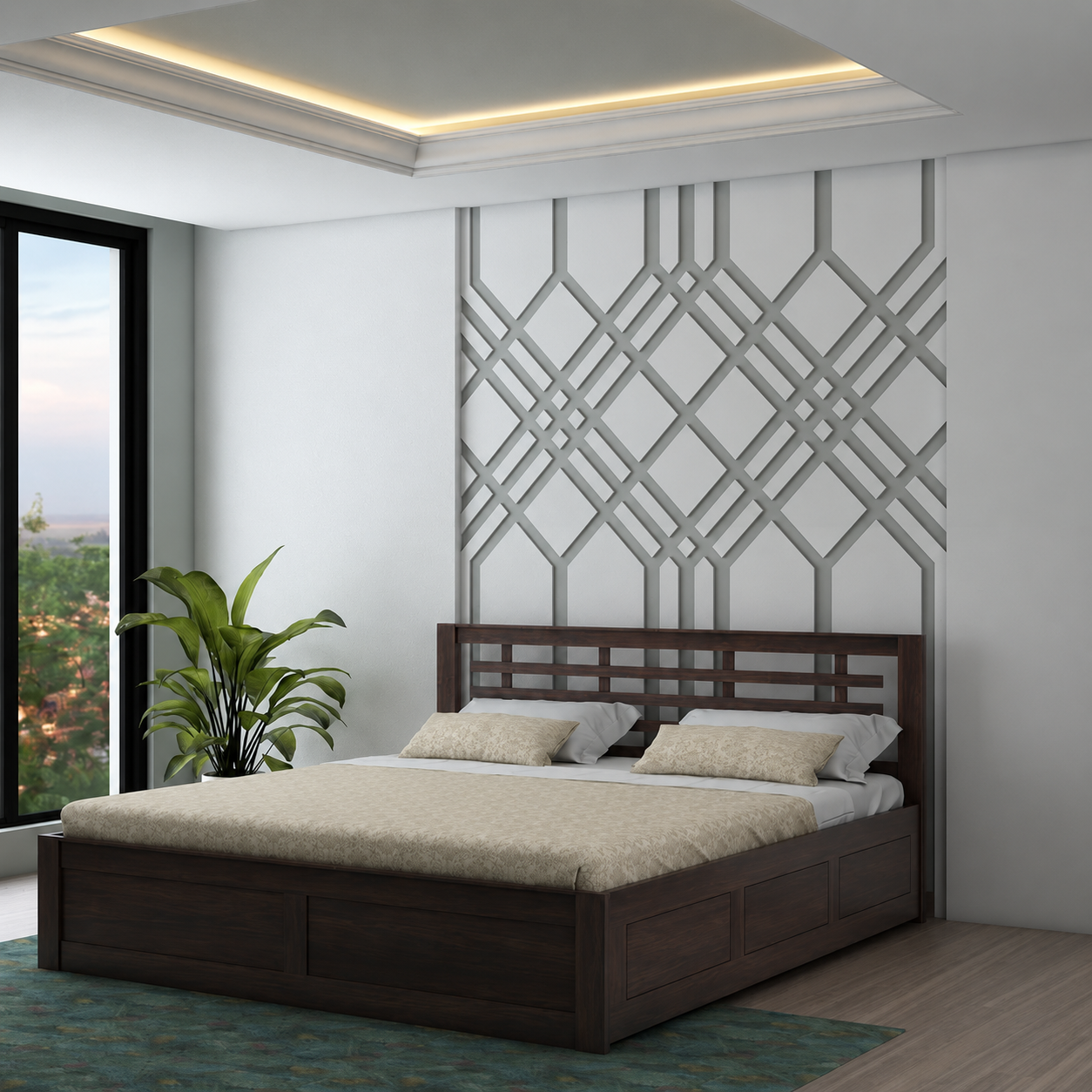 Lyon Solid Sheesham Wood Bed With Box Storage -  3 Years Warranty