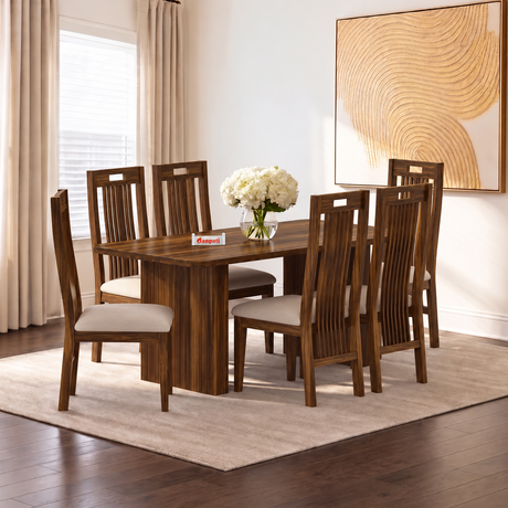 Vegator Solid Sheesham Wood 6 Seater Dining Table Set - 3 Years Warranty