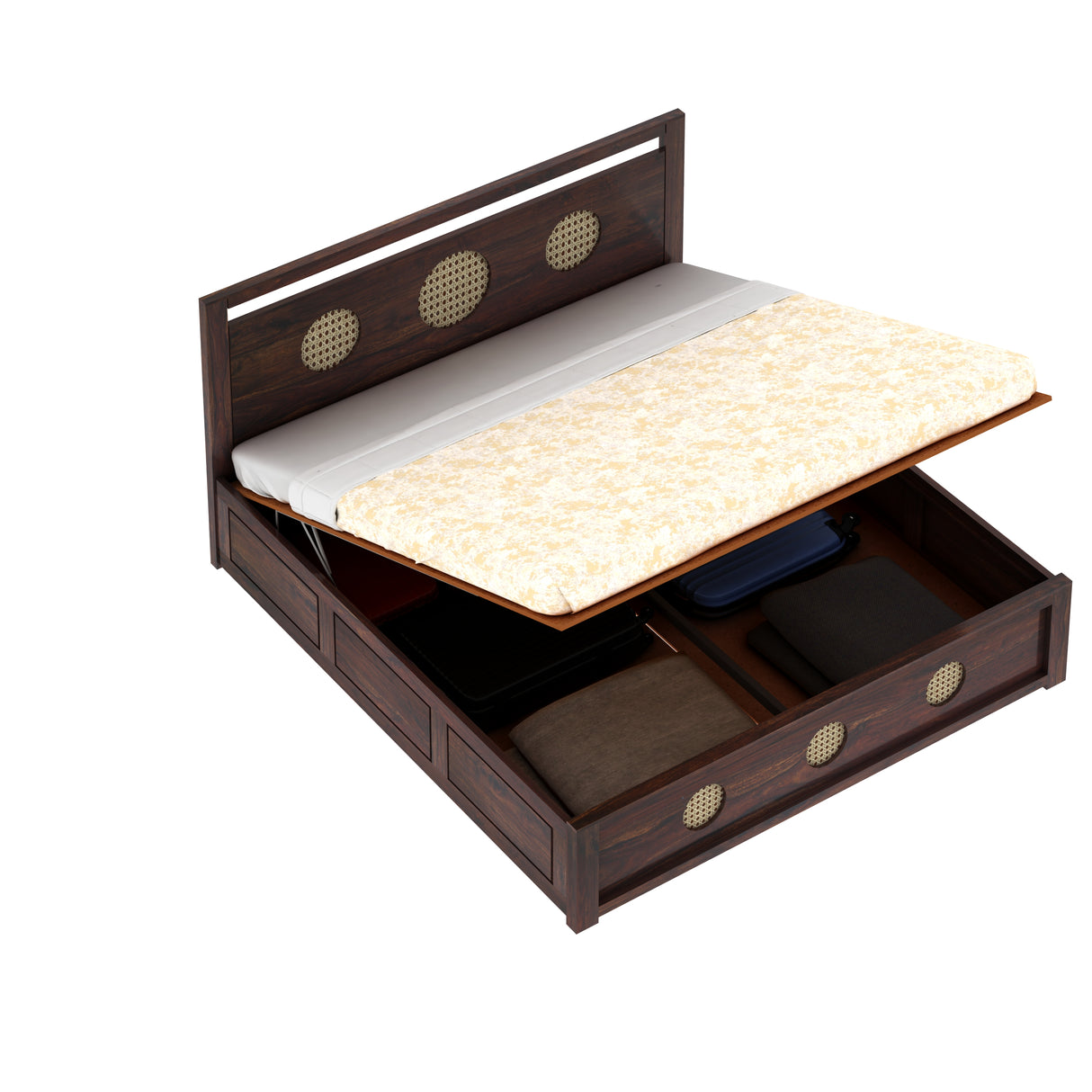 Cosmos Solid Sheesham Wood Hydraulic Storage Bed - 3 years Warranty