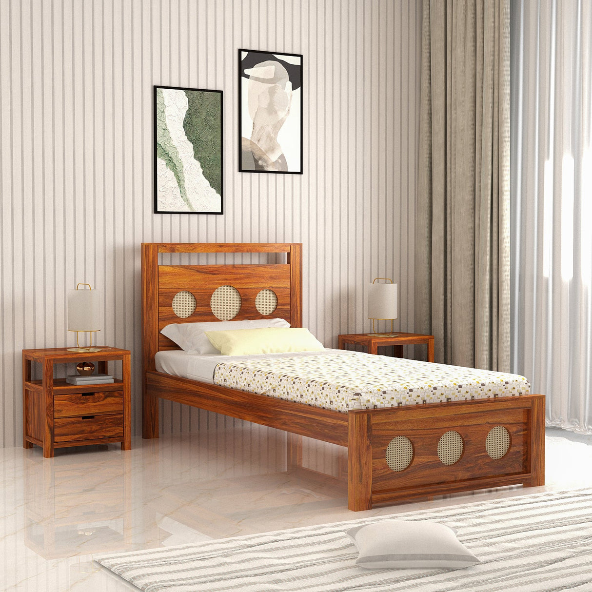 Cosmos Solid Sheesham Wood Single Bed  - 3 years Warranty