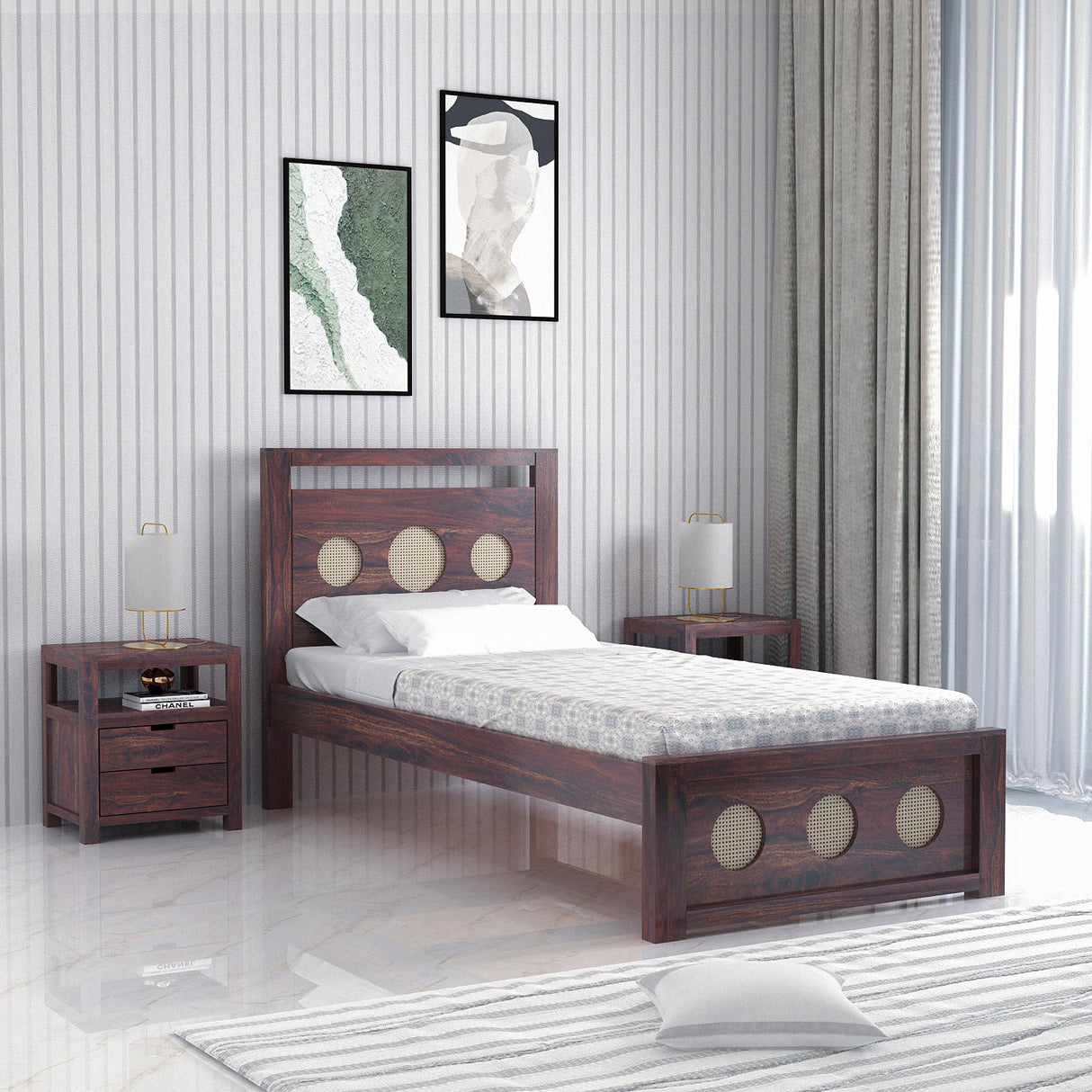 Cosmos Solid Sheesham Wood Single Bed  - 3 years Warranty