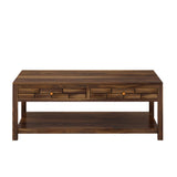 Italian Solid Sheesham Wood Coffee Table With Two Drawer - 3 Years Warranty