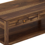 Italian Solid Sheesham Wood Coffee Table With Two Drawer - 3 Years Warranty