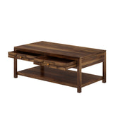 Italian Solid Sheesham Wood Coffee Table With Two Drawer - 3 Years Warranty
