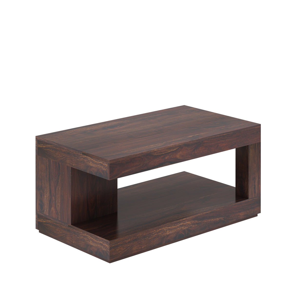 Burj Solid Sheesham Wood Coffee Table With Shelf - 3 Years Warranty