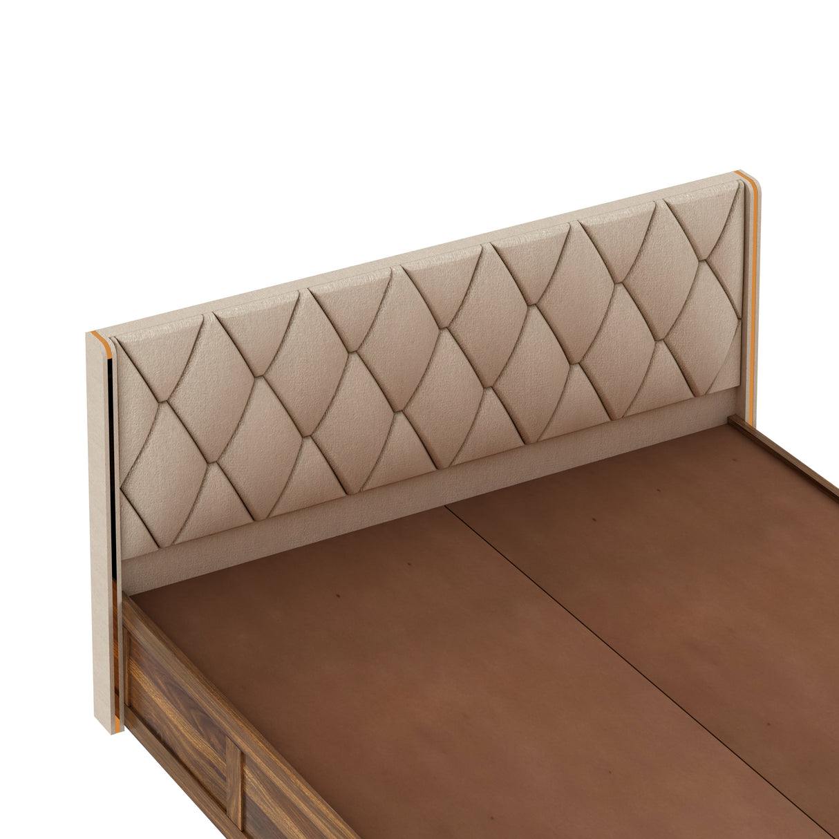 Swiss Solid Sheesham Wood Bed With Box Storage & Eifle Style Upholstered Headboard-3 years Warranty(LUXE EDITION)