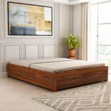 Italian Solid Sheesham Wood Bed With Box Storage Without Headboard - 3 Years Warranty