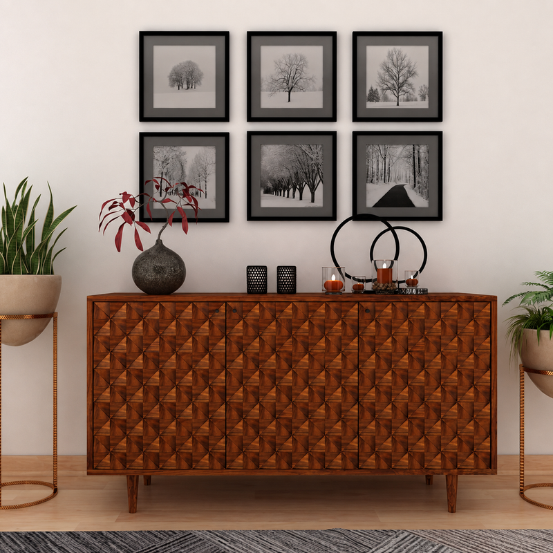 Raj Solid Sheesham Wood Sideboard Storage Unit - 3 Years Warranty