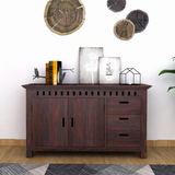 Armania Solid Sheesham Wood Sideboard With Doors and Drawer Storage - 3 Years Warranty