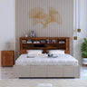 Maharaja Upholstered Bed with Wooden Headboard Storage and Box Storage - 3 Years Warranty