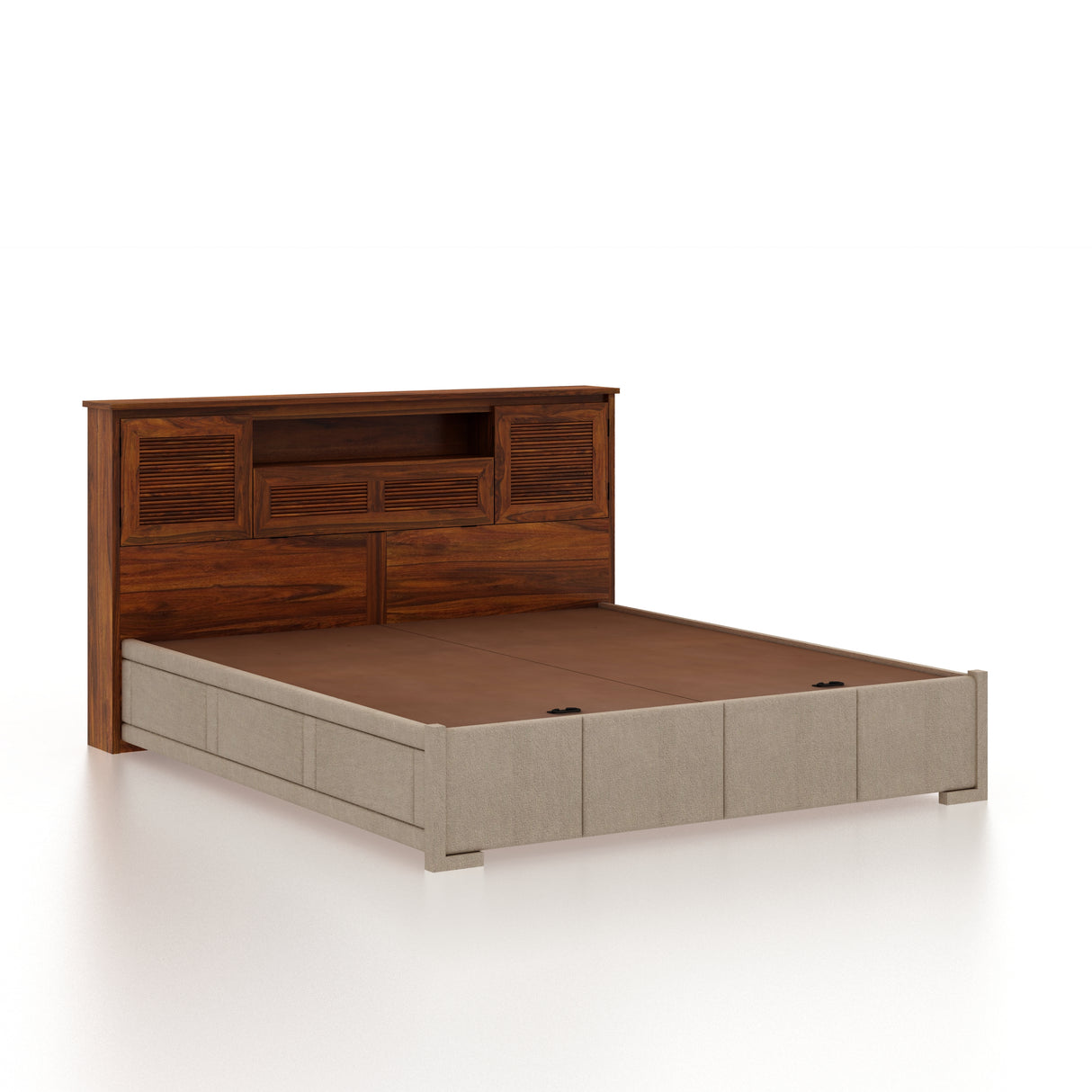 Maharaja Upholstered Bed with Wooden Headboard Storage and Box Storage - 3 Years Warranty