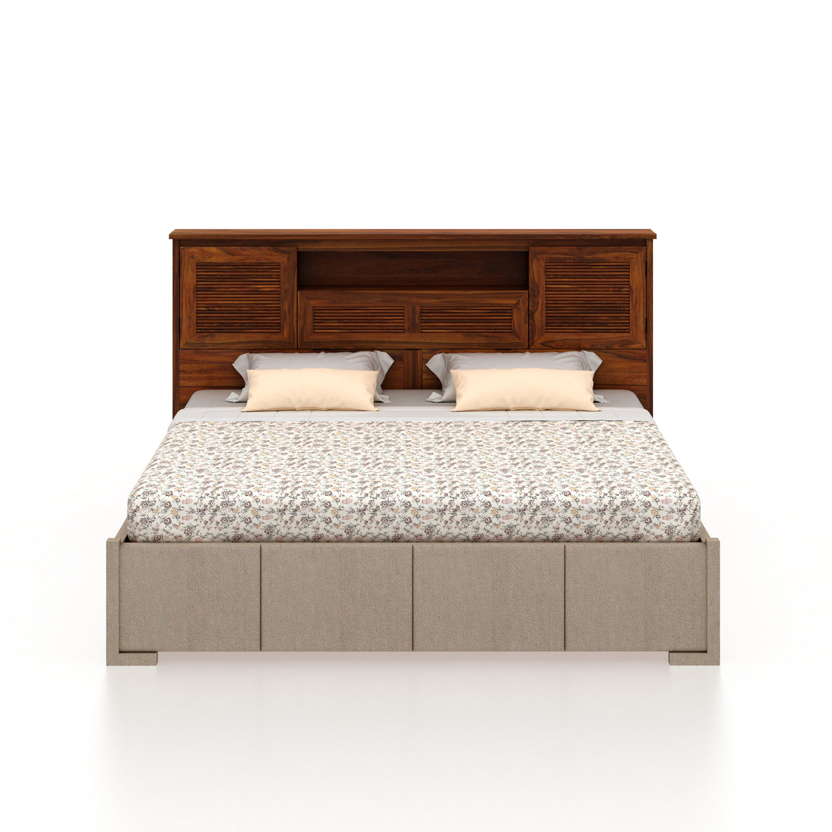 Maharaja Upholstered Bed with Wooden Headboard Storage and Box Storage - 3 Years Warranty