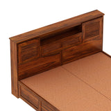 Maharaja Groove Solid Sheesham Wood Bed with Box and Headboard Storage - 1 Year Warranty