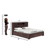 Maharaja Groove Solid Sheesham Wood Bed with Hydraulic Box and Headboard Storage - 3 years Warranty