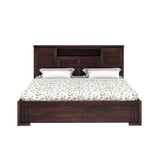 Maharaja Groove Solid Sheesham Wood Bed with Hydraulic Box and Headboard Storage - 3 years Warranty