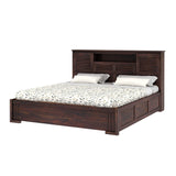 Maharaja Groove Solid Sheesham Wood Bed with Hydraulic Box and Headboard Storage - 1 Year Warranty