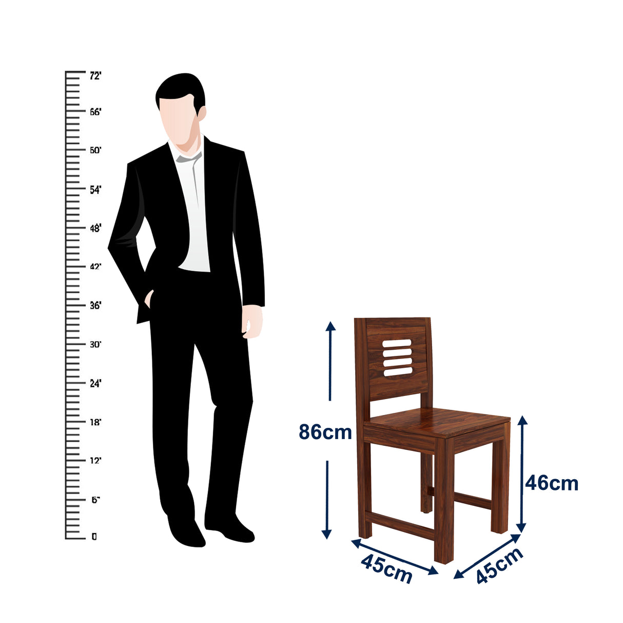 Cairo Solid Sheesham Wood Dining Chair - 3 Years Warranty