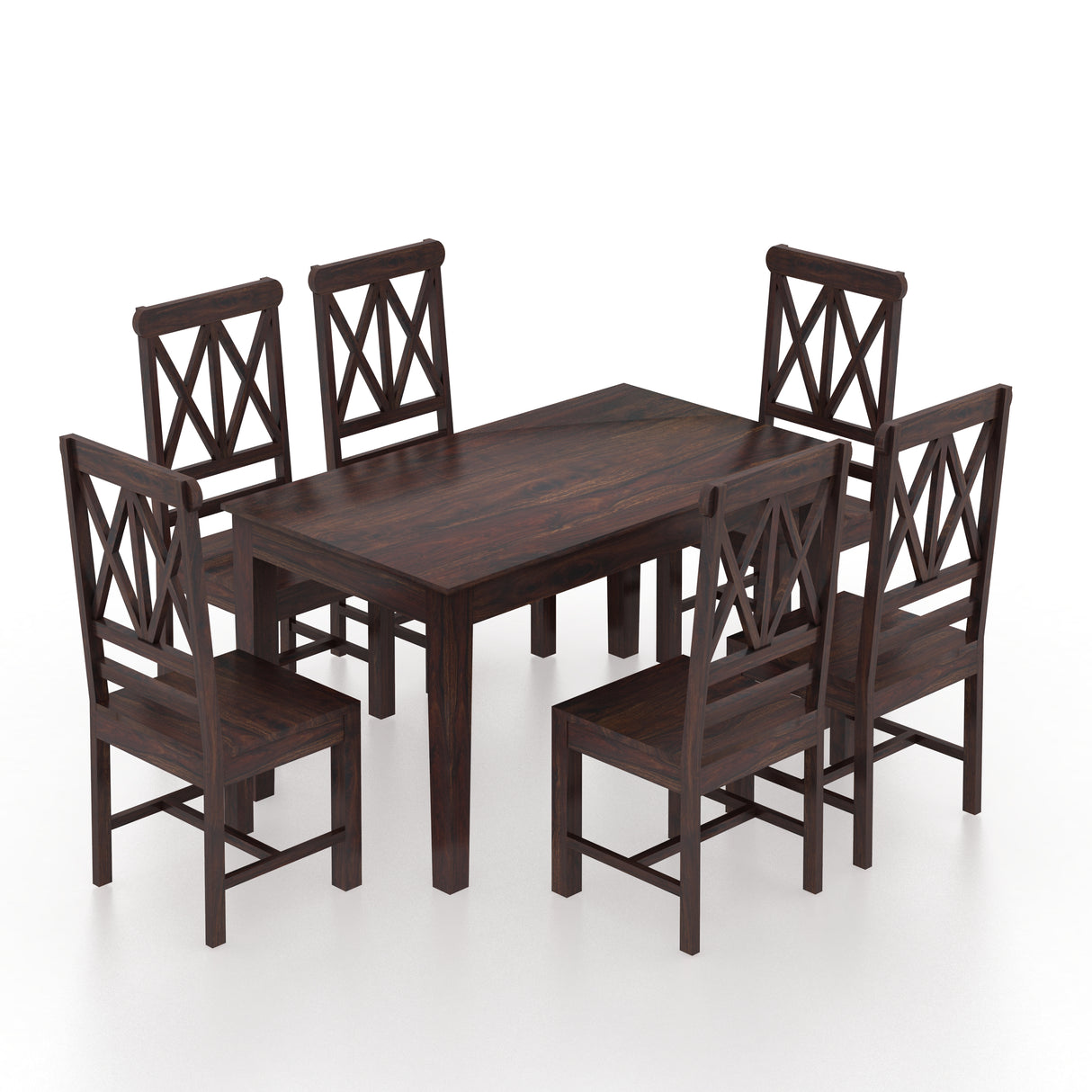 Cross Solid Sheesham Wood 6 Seater Dining Table Set - 3 Years Warranty