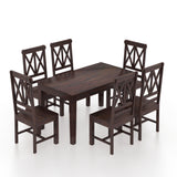 Cross Solid Sheesham Wood 6 Seater Dining Table Set - 3 Years Warranty