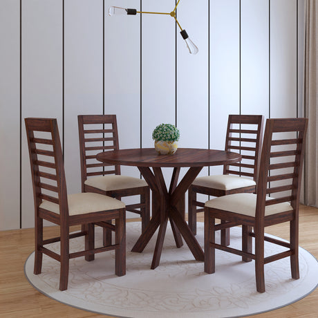Maurus Oval Solid Sheesham Wood 4 Seater Dining Table Set - 3 Years Warranty