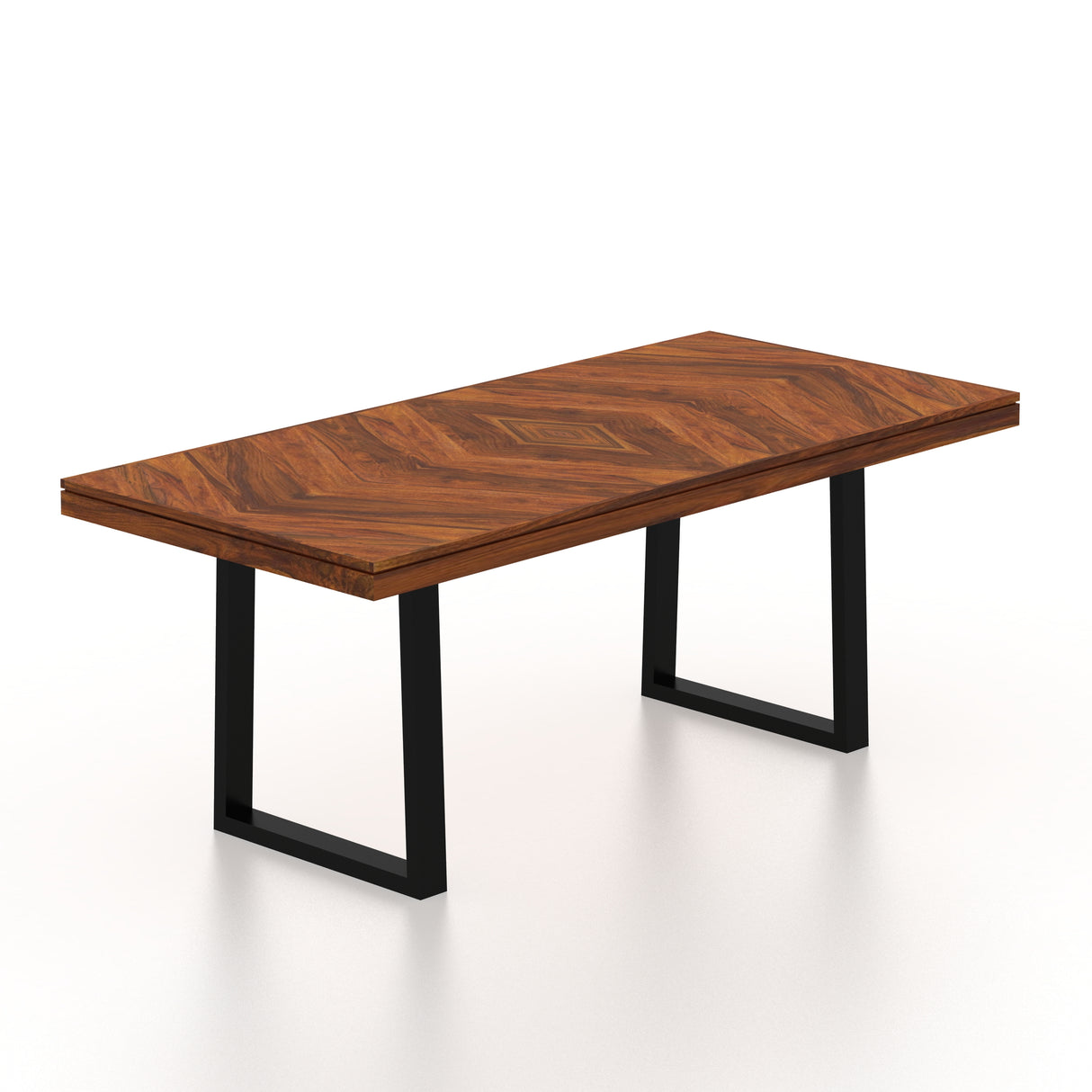 Wave Solid Sheesham Wood 6 Seater Dining Set With Iron Legs(Wave Detailing Top) - 3 Years Warranty