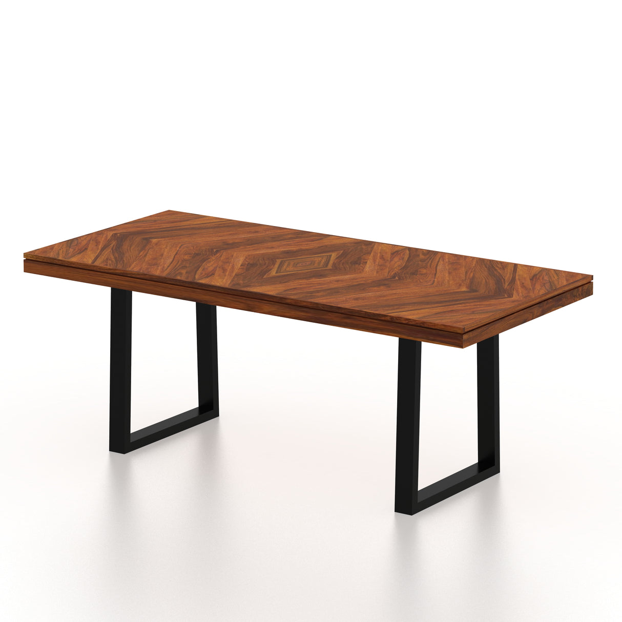 Wave Solid Sheesham Wood 6 Seater Dining Set With Iron Legs(Wave Detailing Top) - 3 Years Warranty