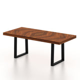 Wave Solid Sheesham Wood 6 Seater Dining Set With Iron Legs(Wave Detailing Top) - 3 Years Warranty