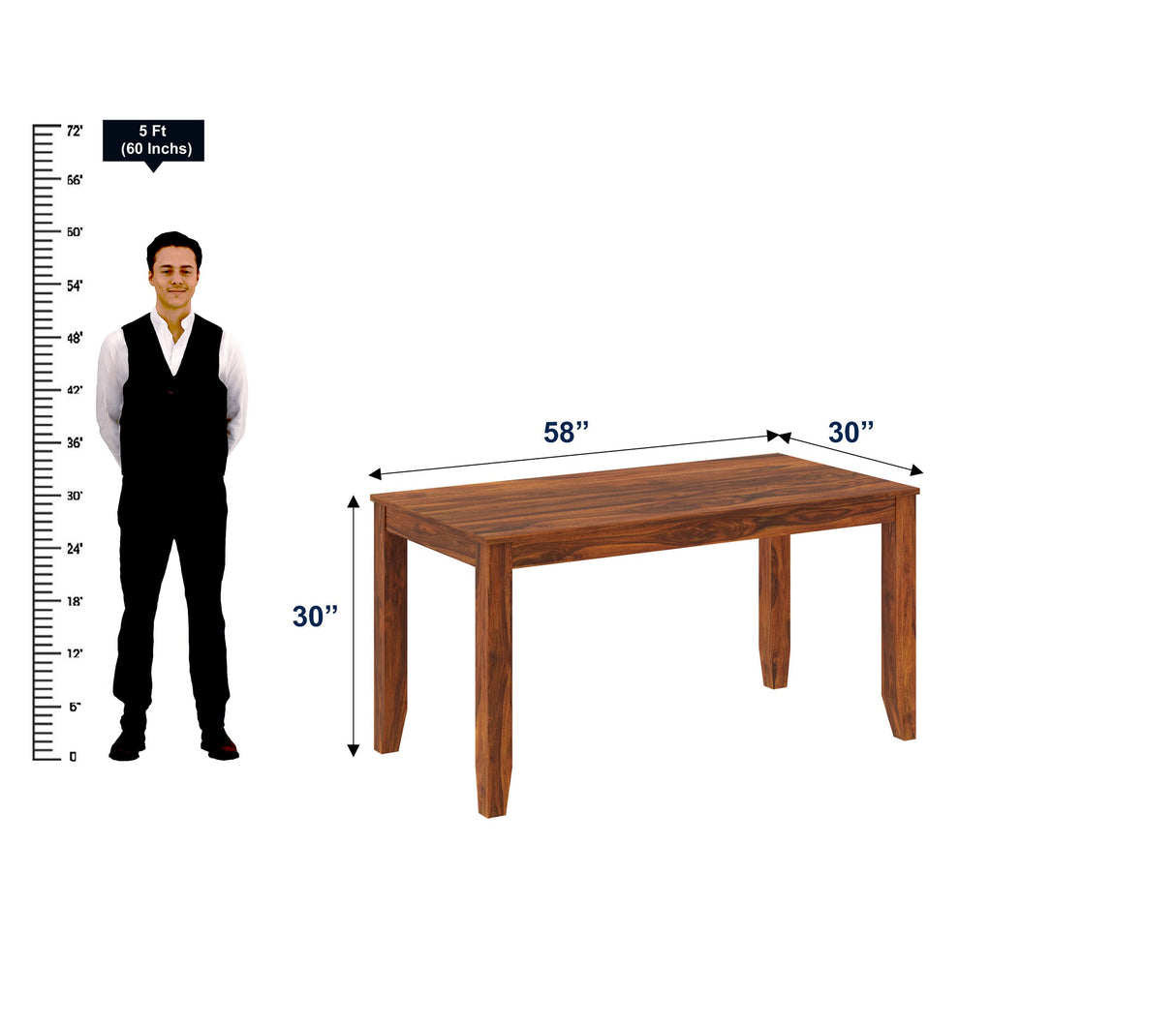 Victoria Solid Sheesham Wood 6 Seater Dining Table Set - 3 years Warranty