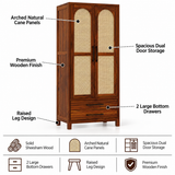 Cosmos Solid Sheesham Wood Wardrobe With Two Doors and Two Drawers - 3-Year Warranty